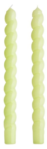 TWISTED gyertya szett 2db, fényes limezöld 25 cm