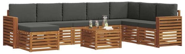 VidaXL Kültéri kanapé szett 9 pcs Természetes és antracit Tömör Akácfa