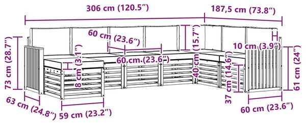 VidaXL Kültéri kanapé szett párnával 8 pcs Természetes és krémszínű
