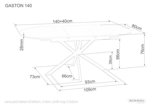 Gaston Ceramic 140 Bővíthető Kerámia Étkezőasztal Mattfehér/Mattfekete