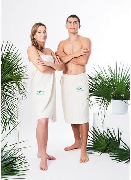 YEYE Made in Nature szauna szett – Megkötött frottír pareo és kilt PELXL KELXL