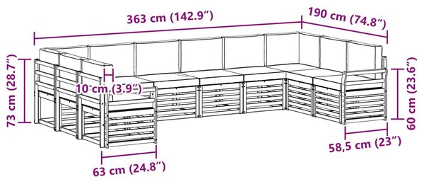 VidaXL Szegmentált kanapé szett 10 pcs Természetes és krémszínű