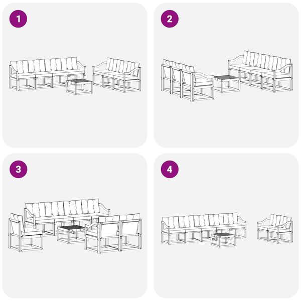 VidaXL Kültéri kanapé szett párnával 8 pcs Természetes és krémszínű