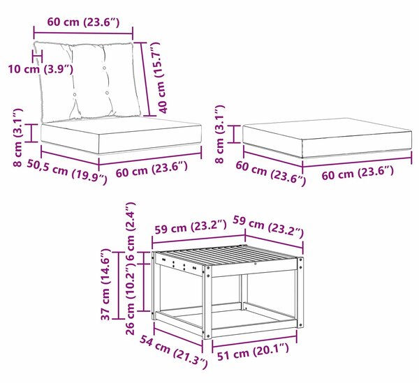 VidaXL Kültéri kanapé szett 6 pcs Természetes és Világosszürke