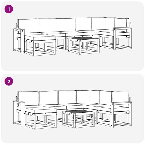 VidaXL Kültéri kanapé szett 8 pcs Fehér és Világosszürke