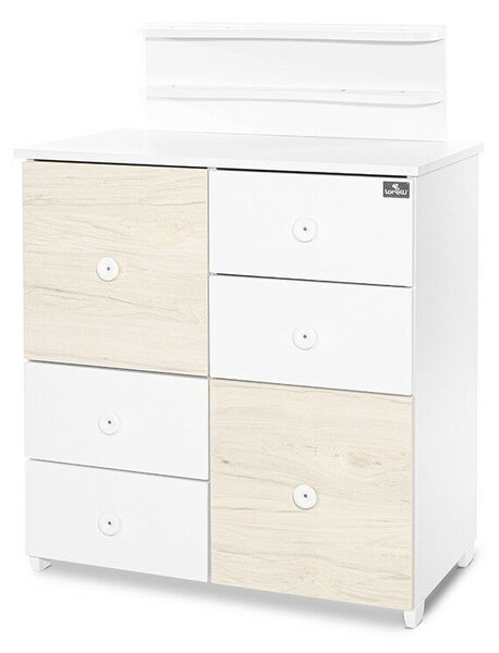 Lorelli Cupboard pelenkázó komód - White &amp; Light Oak ÚJ