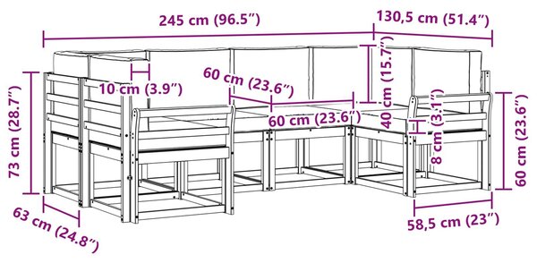VidaXL Kültéri kanapé szett párnával 6 pcs Fehér és Antracitszürke