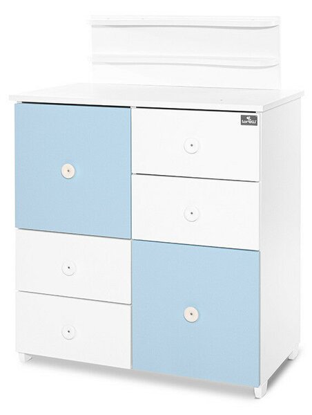 Lorelli Cupboard pelenkázó komód - White &amp; Baby Blue ÚJ
