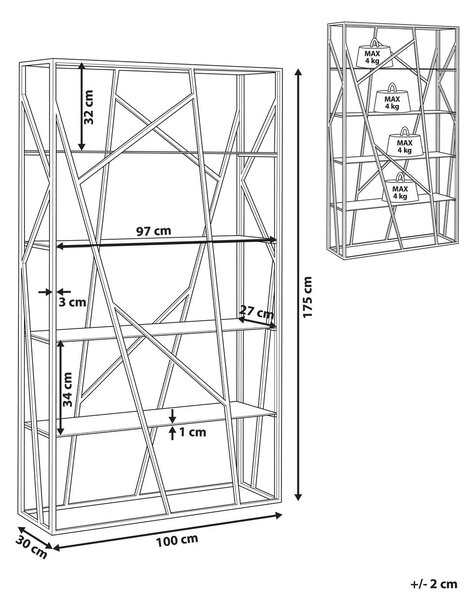 Négyszintes polcos elem HOXIE Fém 175 cm Ezüst