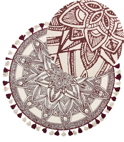 Különleges Piros Mandala Mintás Szőnyeg ø 120 cm OLTU