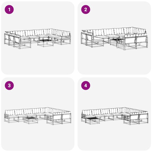 VidaXL Kültéri kanapé szett párnával 10 pcs Fehér és Világosszürke