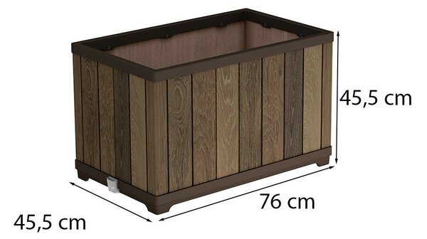 Keter Deco Rectangle Tall Walnut műanyag virágláda 76 x 45,5 x 45,5 cm