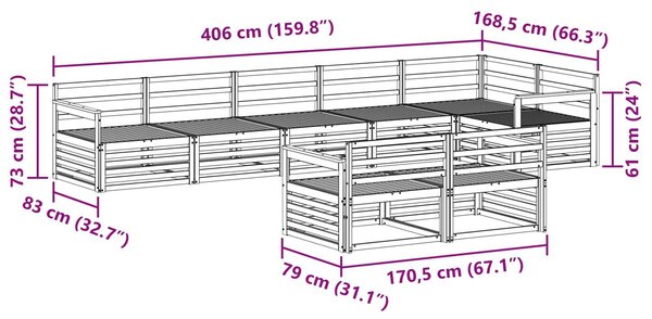 VidaXL Kültéri kanapé szett 8 pcs Természetes Tömör Akácfa