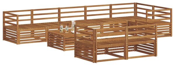 VidaXL Kültéri kanapé szett 9 pcs Természetes Tömör Akácfa