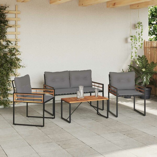 VidaXL Kültéri Bútor Szett párnával 4 pcs Világosszürke