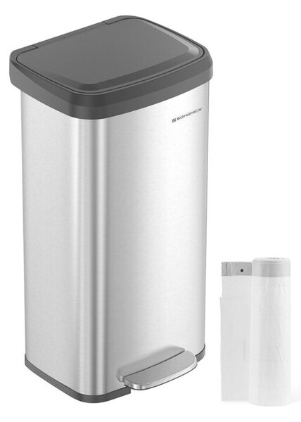 SONGMICS Prémium Rozsdamentes Acél Pedálos Szemeteskuka 68L Soft-Close Fedéllel