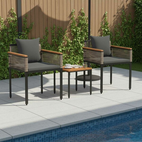 VidaXL Kültéri Bútor Szett 3 pcs Szürke és sötétszürke PE Rattan