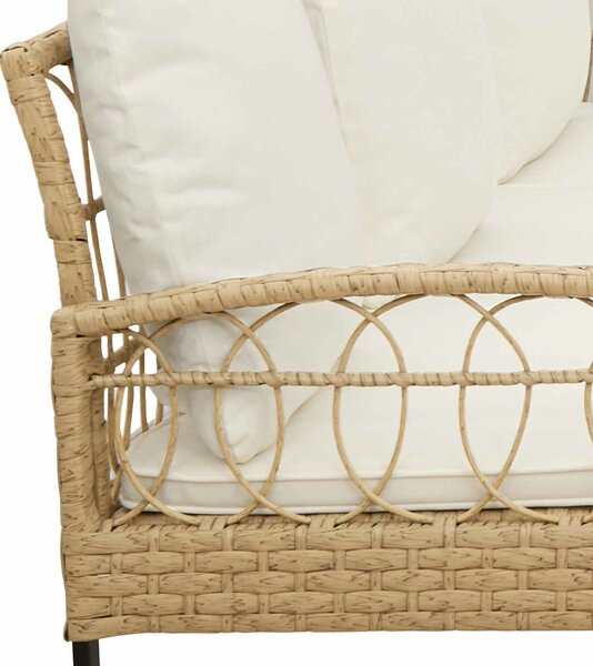 VidaXL Kerti Kanapé Szett párnával 2 pcs Természetes Poli Rattan Acél