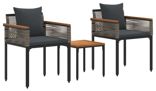 VidaXL Kültéri Bútor Szett 3 pcs Szürke és sötétszürke PE Rattan