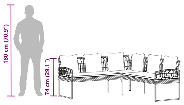 VidaXL Kerti kanapé szett párnával 2 pcs Szürke Poli rattan és acél