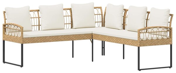 VidaXL Kerti Kanapé Szett párnával 2 pcs Természetes Poli Rattan Acél