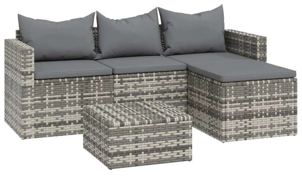 Polyrattan Kerti Ülőgarnitúra - 3 részes - Szürke
