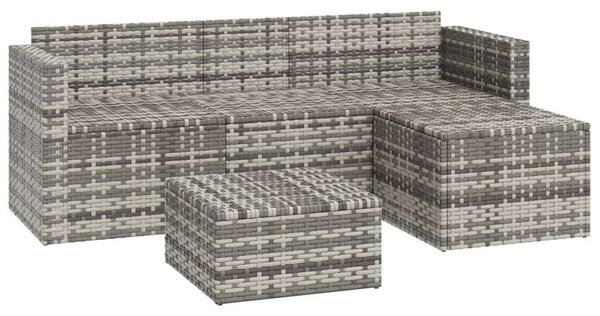 Polyrattan Kerti Ülőgarnitúra - 3 részes - Szürke