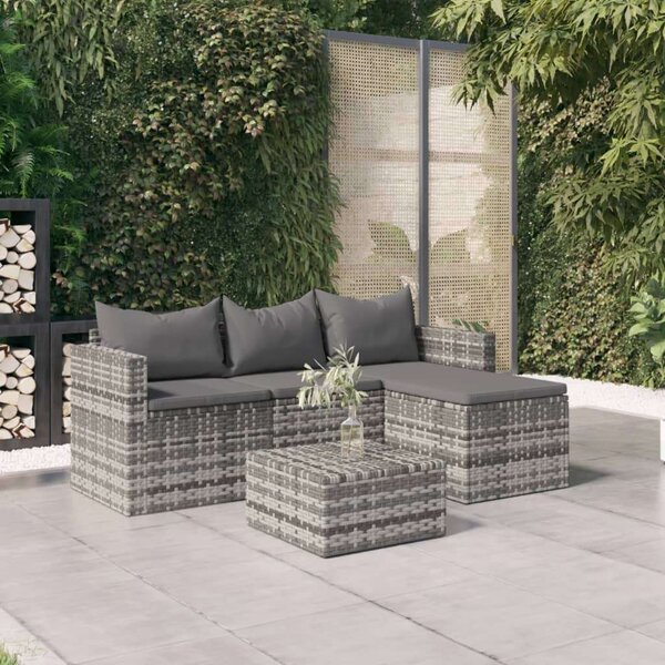 Polyrattan Kerti Ülőgarnitúra - 3 részes - Szürke