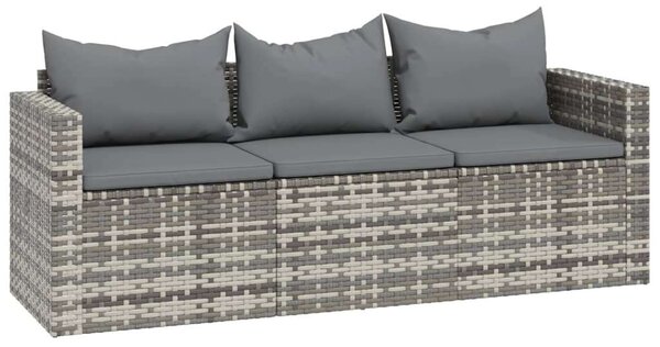 Polyrattan Kerti Ülőgarnitúra - 3 részes - Szürke