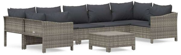 VidaXL Polyrattan Kerti Ülőgarnitúra - 8 részes - Szürke