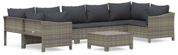 VidaXL Polyrattan Kerti Ülőgarnitúra - 8 részes - Szürke