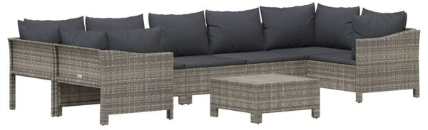VidaXL Polyrattan Kerti Ülőgarnitúra - 8 részes - Szürke