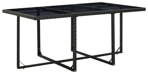 Polyrattan Kültéri Étkezőgarnitúra - 11 részes - Fekete
