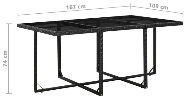 Polyrattan Kültéri Étkezőgarnitúra - 11 részes - Fekete