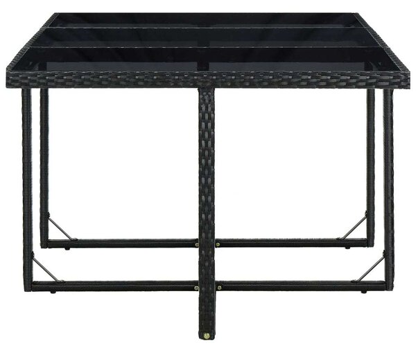 Polyrattan Kültéri Étkezőgarnitúra - 11 részes - Fekete