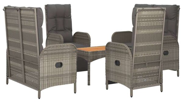 VidaXL 5 részes szürke polyrattan kerti étkezőgarnitúra párnával