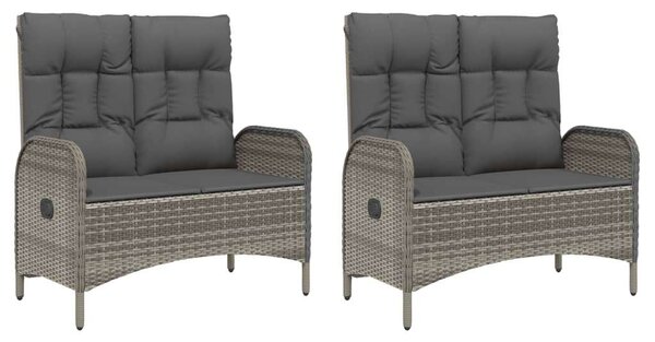 VidaXL 5 részes szürke polyrattan kerti étkezőgarnitúra párnával