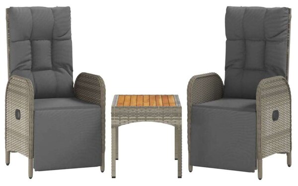 VidaXL 5 részes szürke polyrattan kerti étkezőgarnitúra párnával