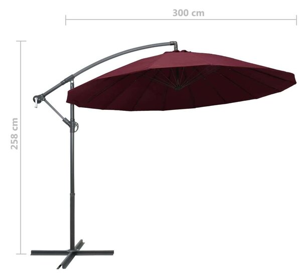 VidaXL Függő Napernyő - Burgundi - 3m
