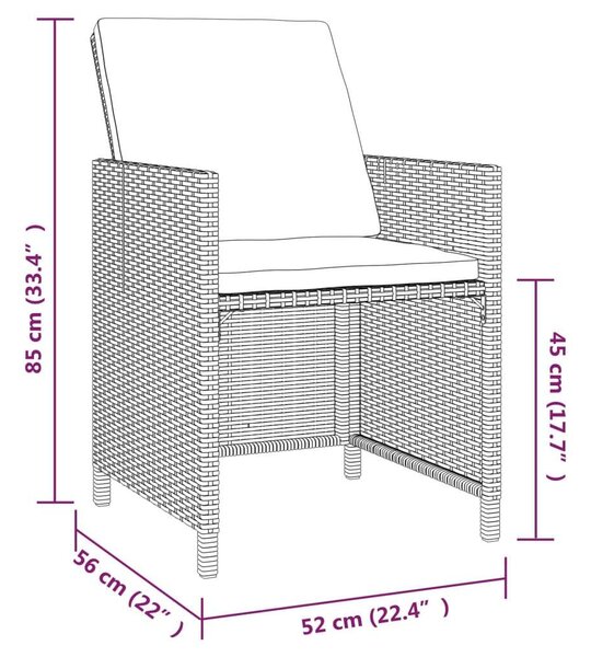 VidaXL 9 részes szürke polyrattan kerti étkezőgarnitúra párnákkal