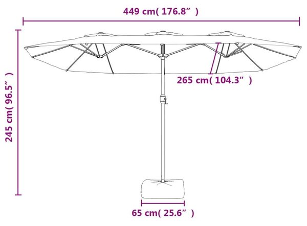 VidaXL homokfehér dupla tetős napernyő LED-ekkel 449x245 cm
