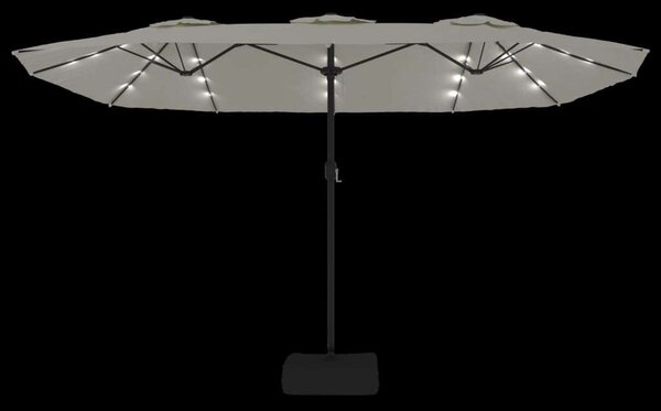 VidaXL homokfehér dupla tetős napernyő LED-ekkel 449x245 cm