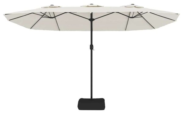 VidaXL homokfehér dupla tetős napernyő LED-ekkel 449x245 cm