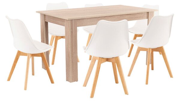 Zara 6+1 étkező garnitúra fehér-sonoma tölgy