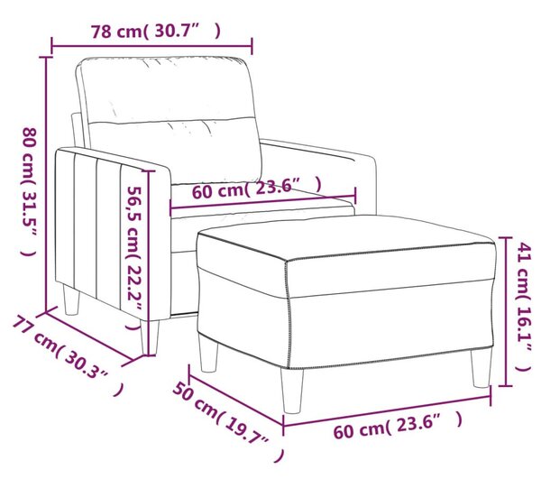 Bordó szövet kanapéfotel lábtartóval 60 cm