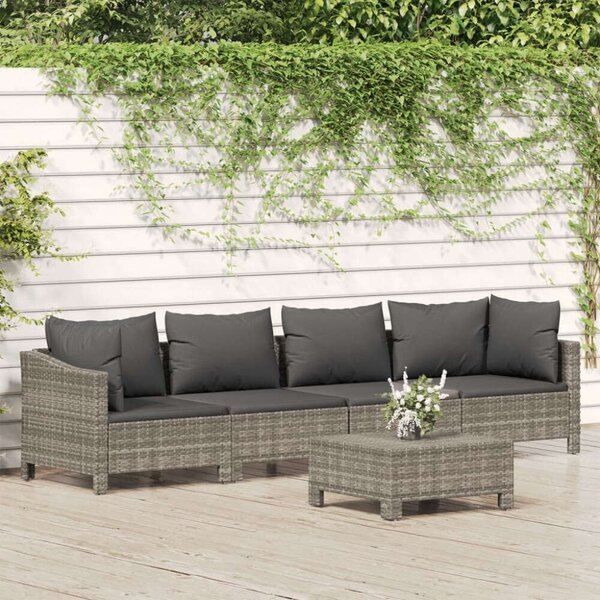 Polyrattan Kerti Ülőgarnitúra - 5 részes - Szürke