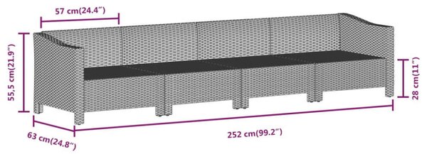 Polyrattan Kerti Ülőgarnitúra - 5 részes - Szürke