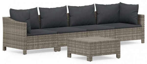 Polyrattan Kerti Ülőgarnitúra - 5 részes - Szürke