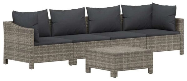 Polyrattan Kerti Ülőgarnitúra - 5 részes - Szürke