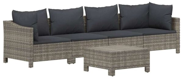 Polyrattan Kerti Ülőgarnitúra - 5 részes - Szürke